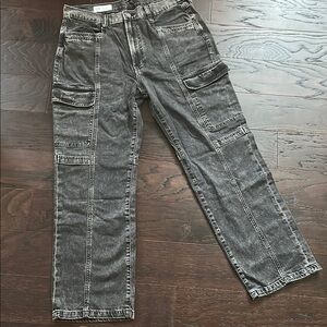 GAP Black Wash Cargo Jeans Straight-Leg
